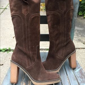Chatulle Brown Leather Tall Heeled Boots 10/40